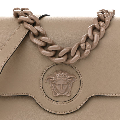 Versace Grained Calfskin La Medusa Flap Shoulder Bag Taupe 7 of 13