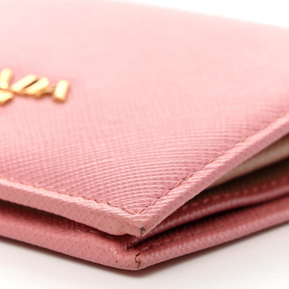 Prada Saffiano Metal Compact Snap Bi-Fold Wallet Peonia 10 of 10