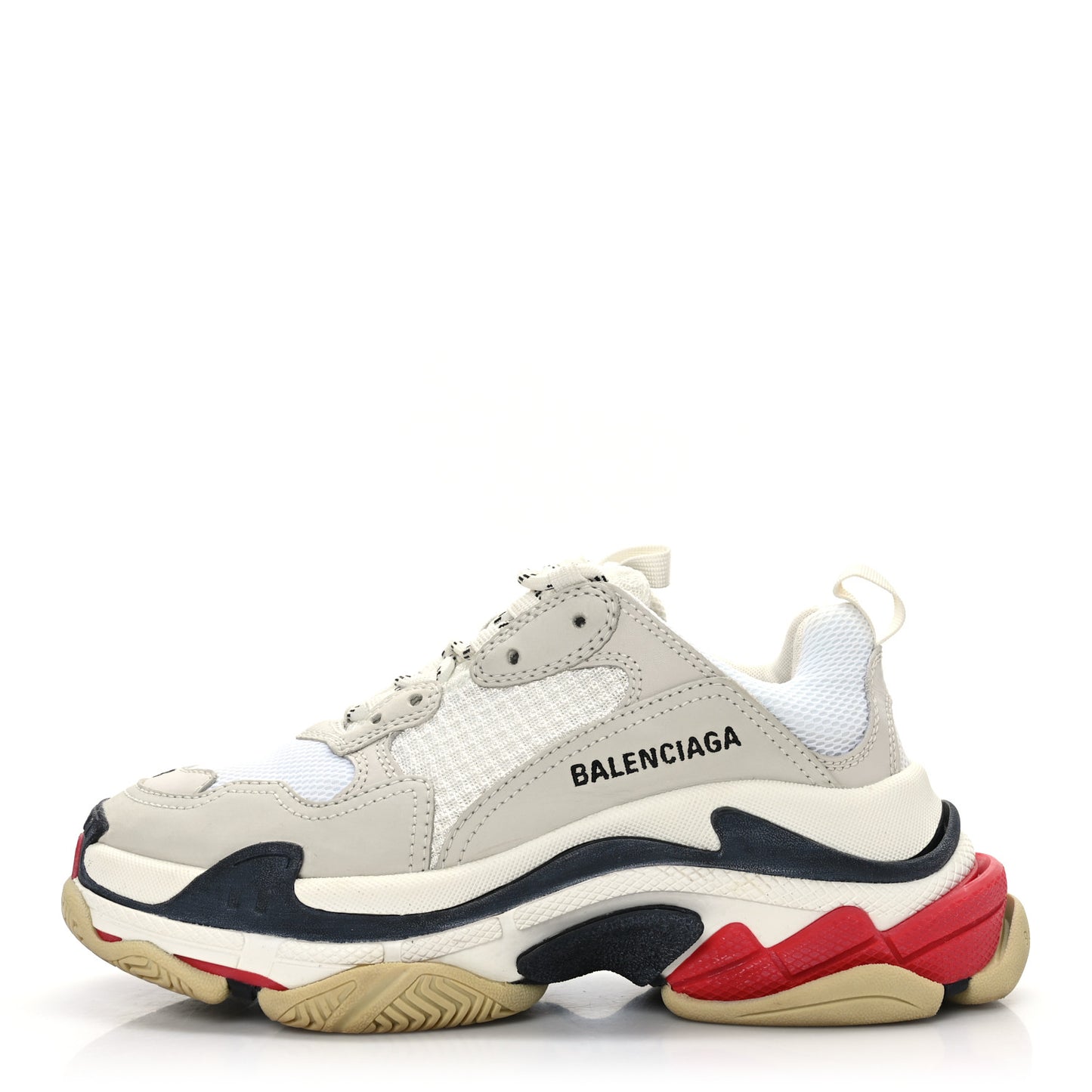 Fabric Mesh Womens Triple S Sneakers 38 Grey Red White