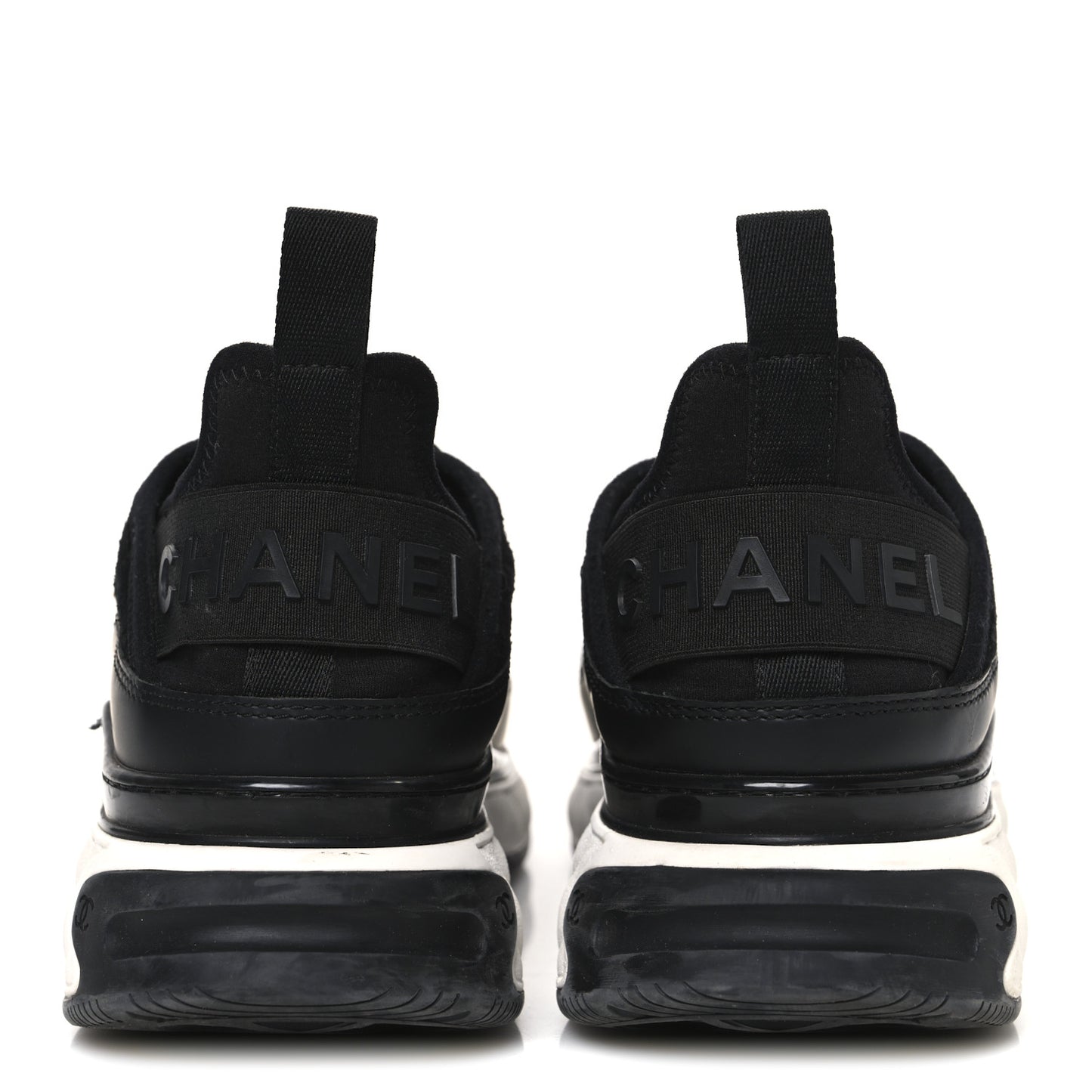 Velvet Calfskin Mixed Fibers CC Sneakers 37.5 Black