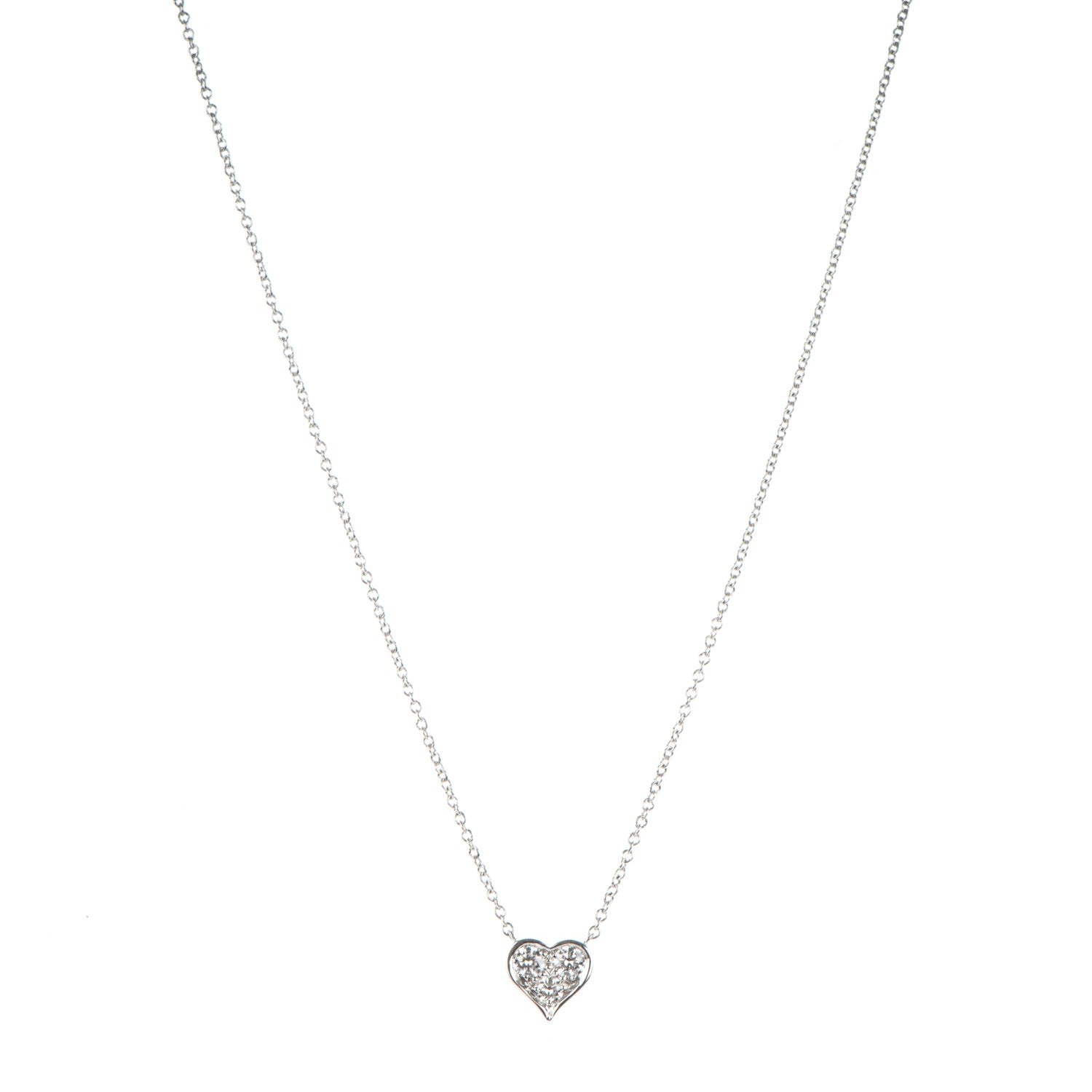 Tiffany Platinum Diamond Heart Pendant Necklace 1 of 4