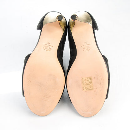 Chanel Calfskin Quilted Peep Toe Pumps 39 Black 5 of 9