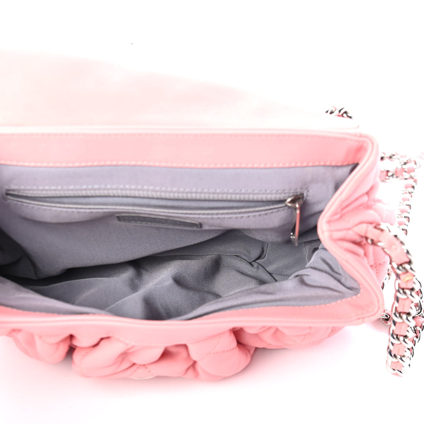 Washed Lambskin Quilted Medium Chain Around Messenger Pink