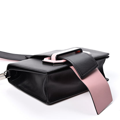 Prada City Calf Plex Ribbon Bag Black Rosa 3 of 8