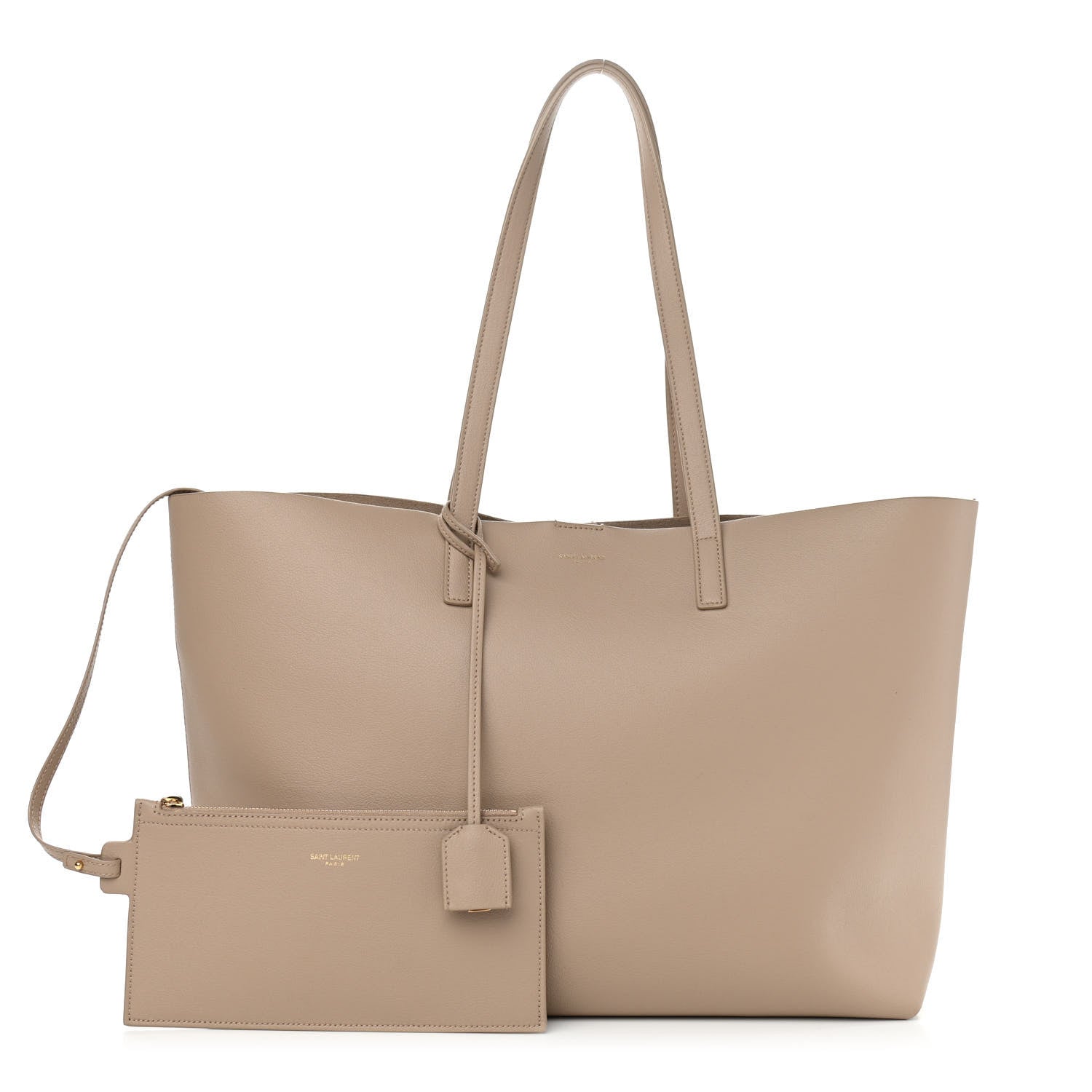 Saint Laurent Calfskin Large Shopping Tote Dark Beige 1 of 12