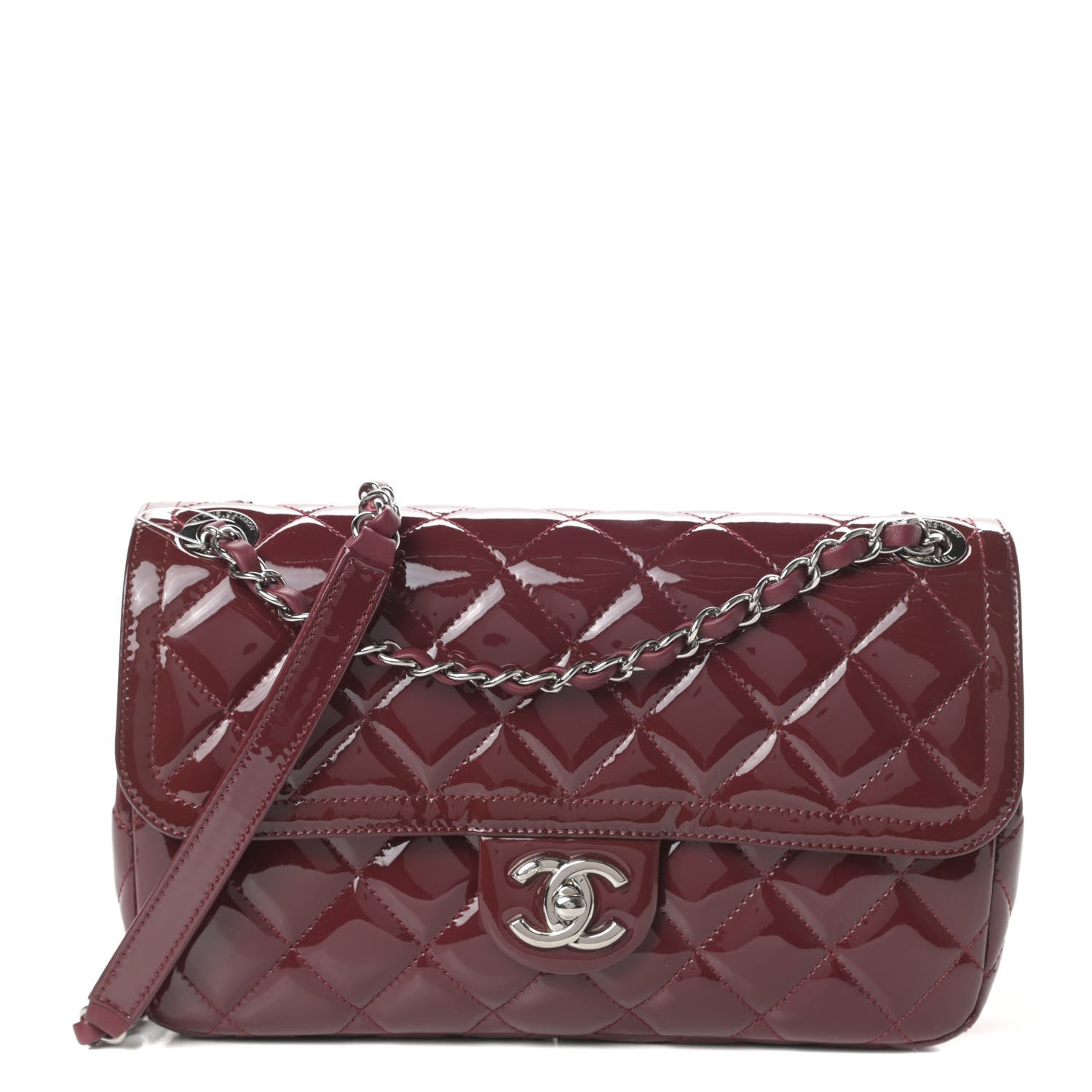 Chanel Patent Quilted Large Coco Shine Flap Burgundy 1 of 10