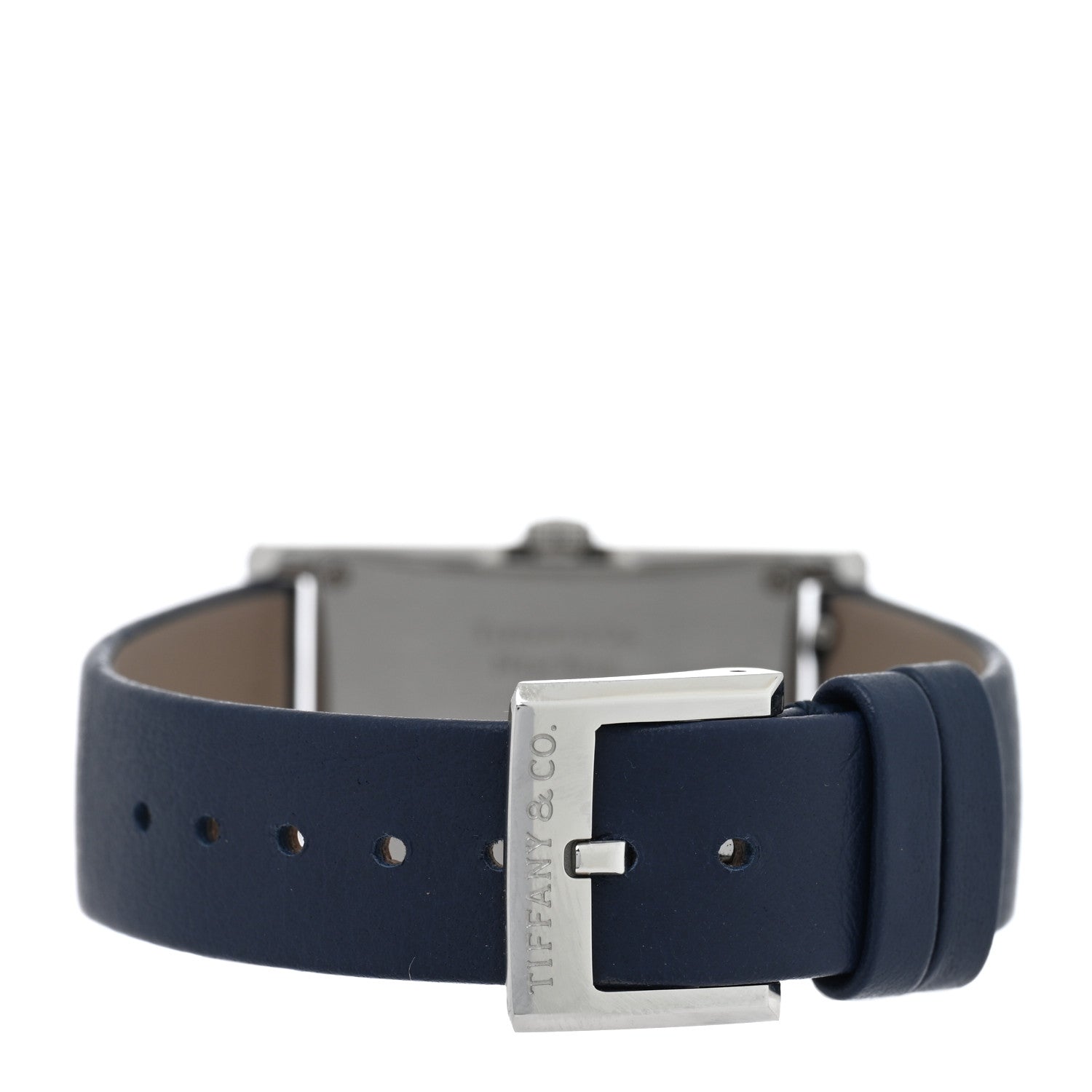 Tiffany Stainless Steel Calfskin 22mm East West Quartz Watch Blue 3 of 5