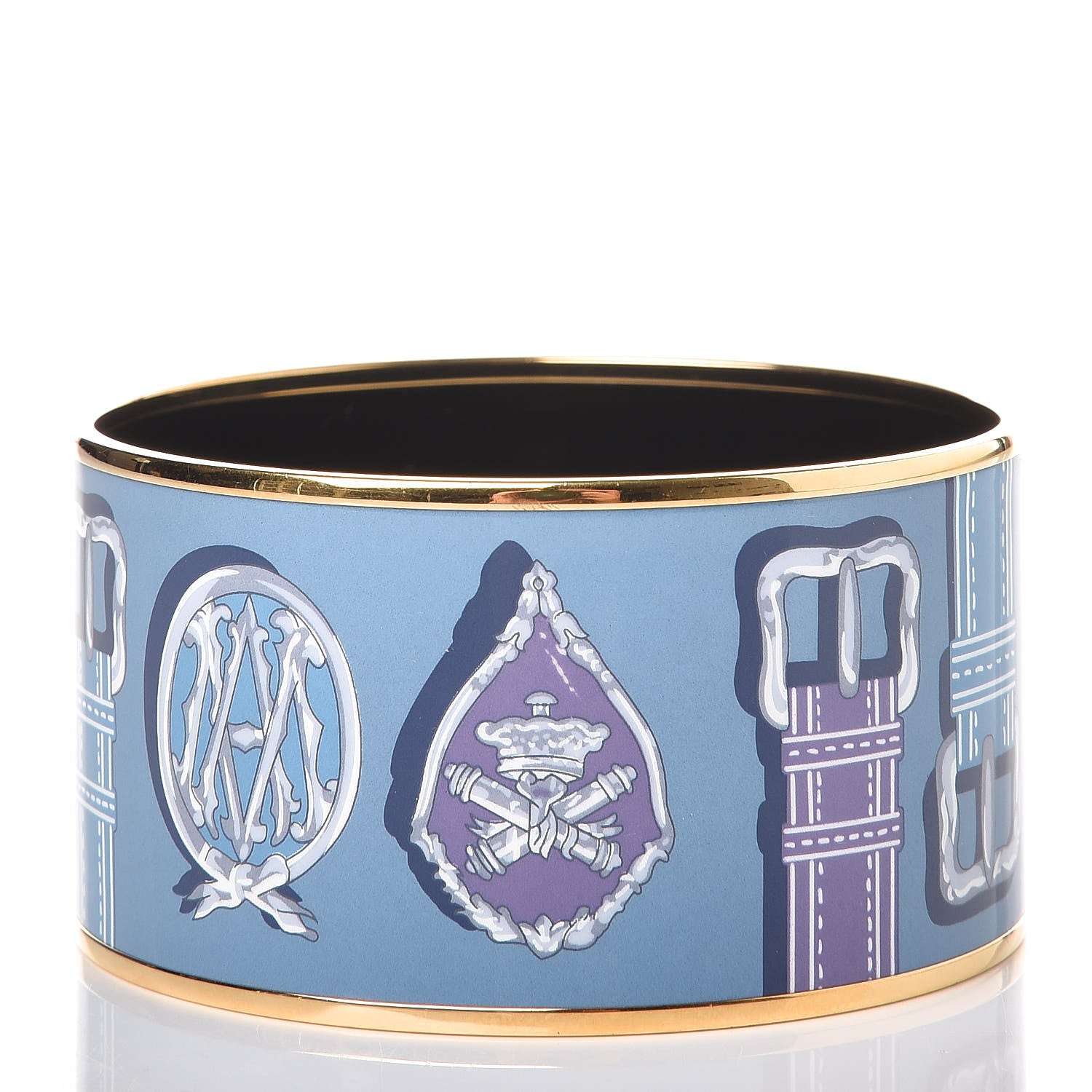 Hermes Enamel Printed Harnais Des Presidents Extra Wide Bracelet 65 3 of 6