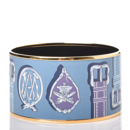 Hermes Enamel Printed Harnais Des Presidents Extra Wide Bracelet 65 3 of 6