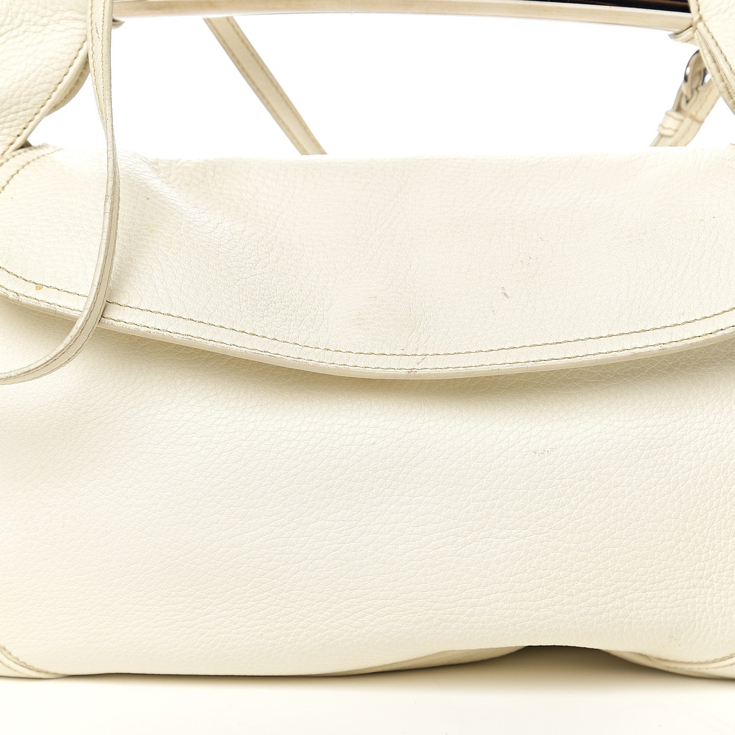 Prada Vitello Daino Metal Bar Top Handle Shoulder Bag White 18 of 18
