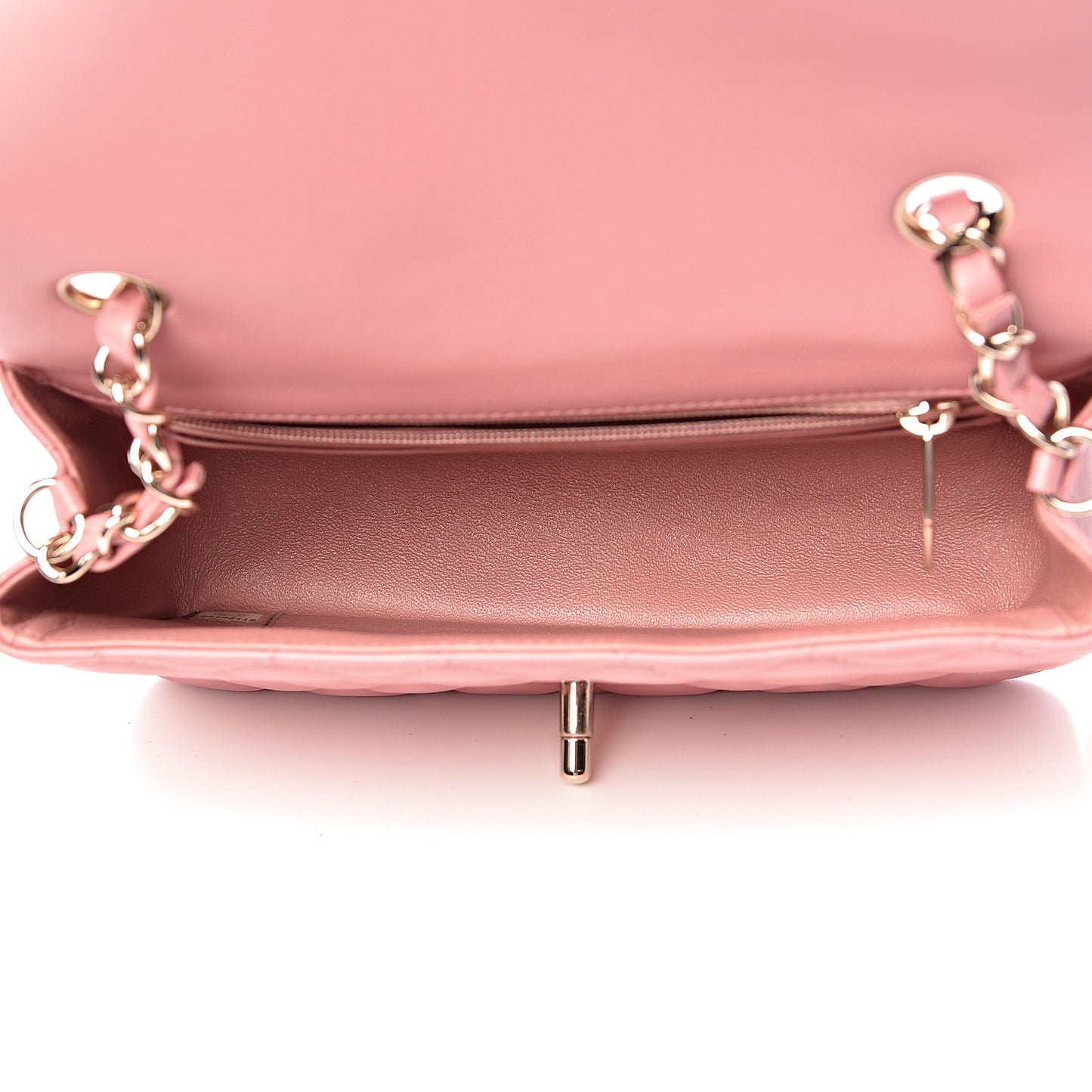 Lambskin Quilted Mini Rectangular Flap Pink