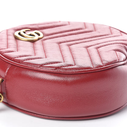 Gucci Glazed Calfskin Matelasse Heart Mini GG Marmont Round Shoulder Bag Romantic Cerise 7 of 8