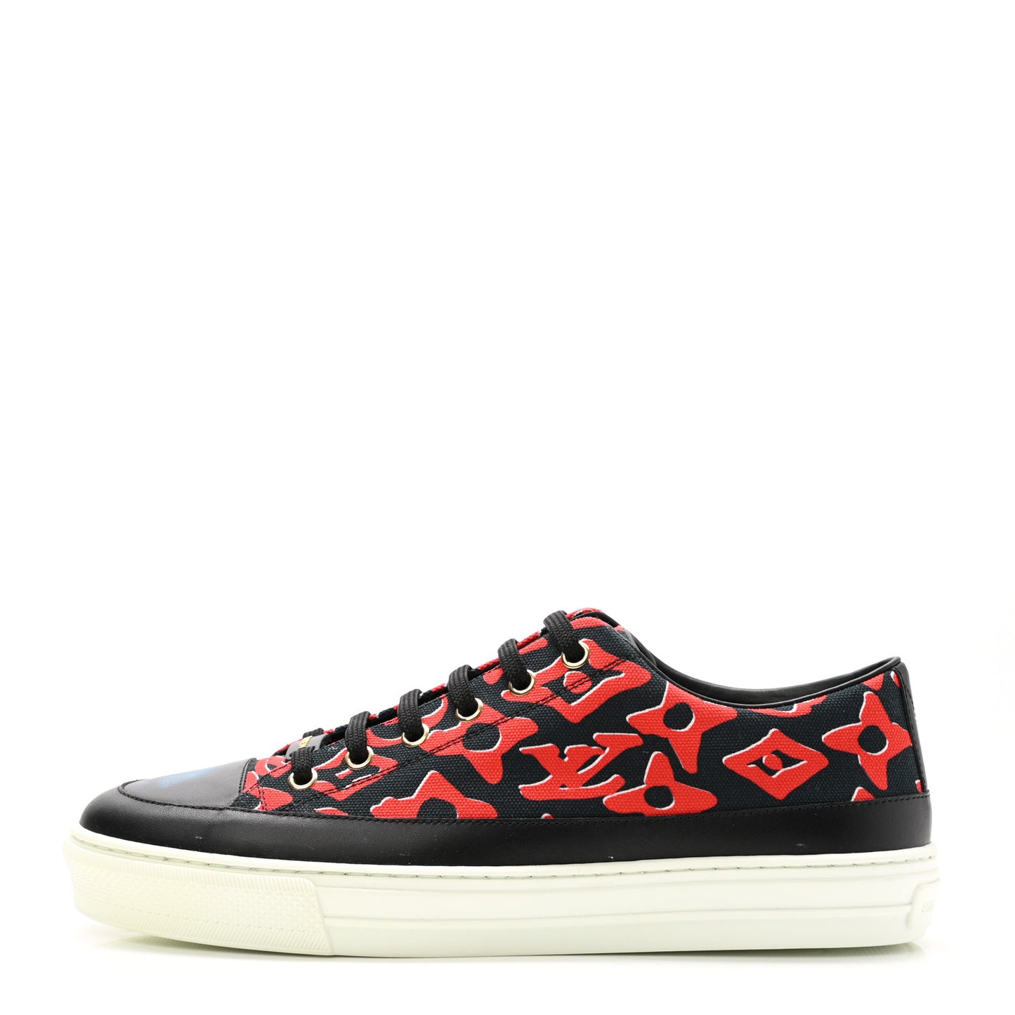 X UF Calfskin Tufted Monogram Stellar Sneakers 39.5 Black Red