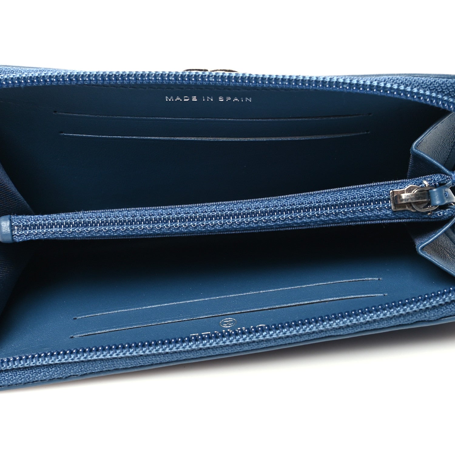 Chanel Lambskin Quilted Small Boy Zip Around Wallet Blue 5 of 11