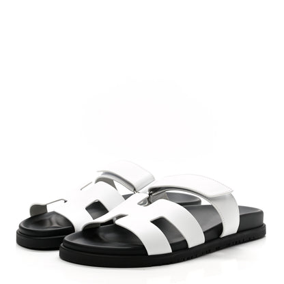 Hermes Calfskin Womens Chypre Sandals 41 White 3 of 9