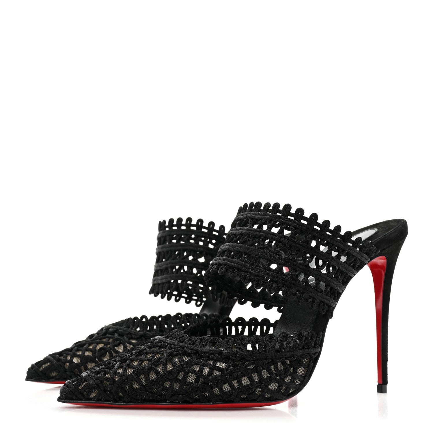 Christian Louboutin Rete Macrame Deia 100 Mule Sandals 38 Black 3 of 9