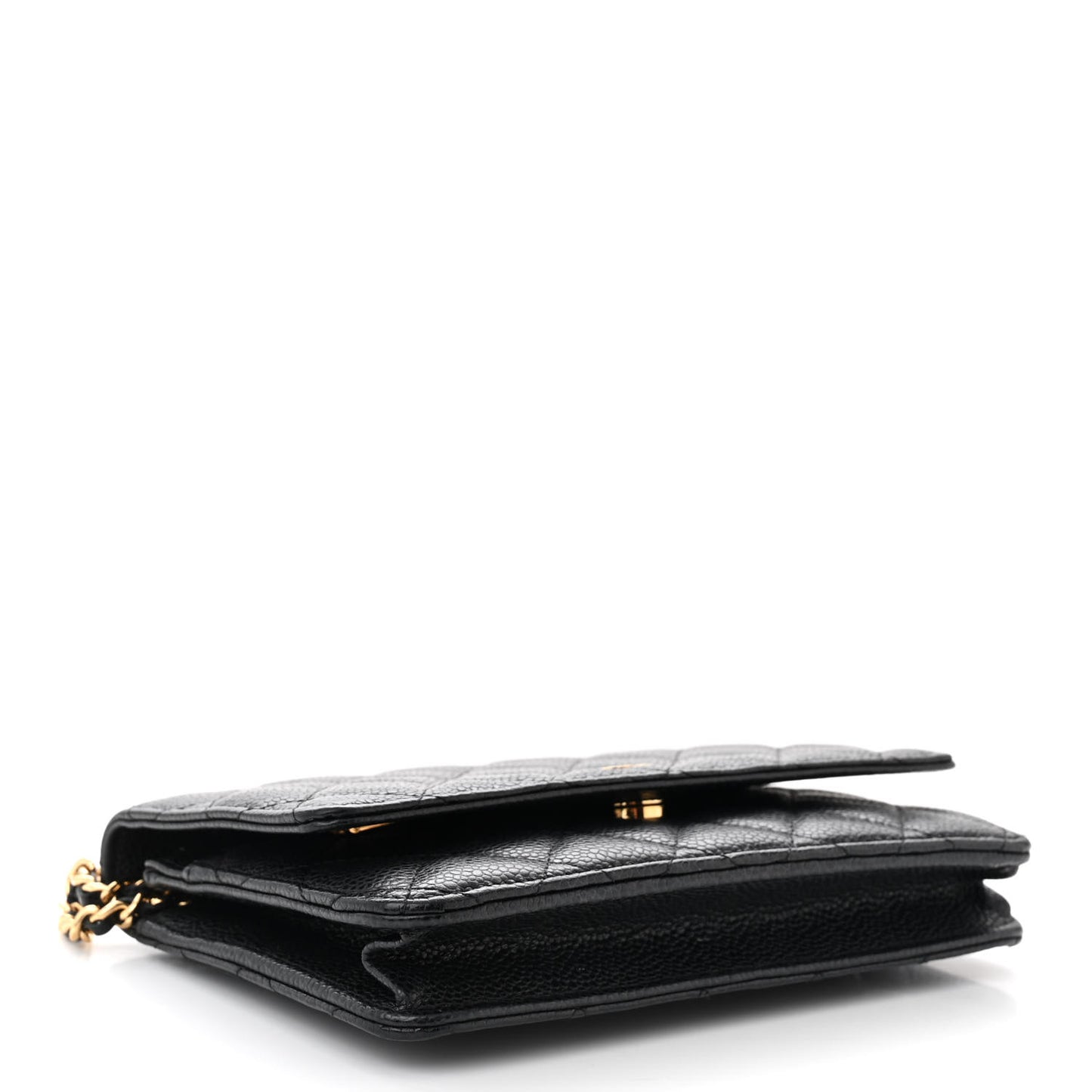 Caviar Quilted Wallet on Chain WOC Black