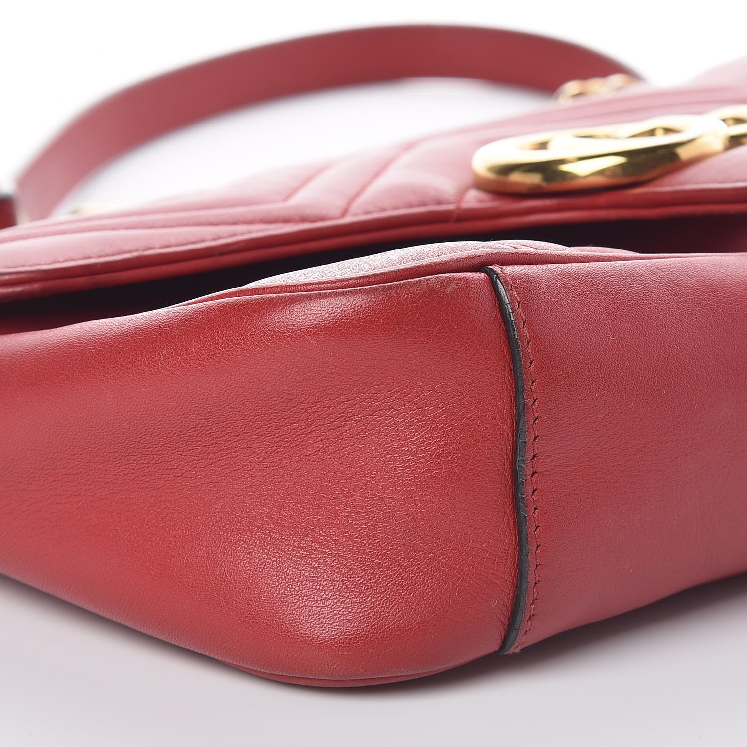 Gucci Calfskin Matelasse Small GG Marmont Shoulder Bag Hibiscus Red 7 of 9