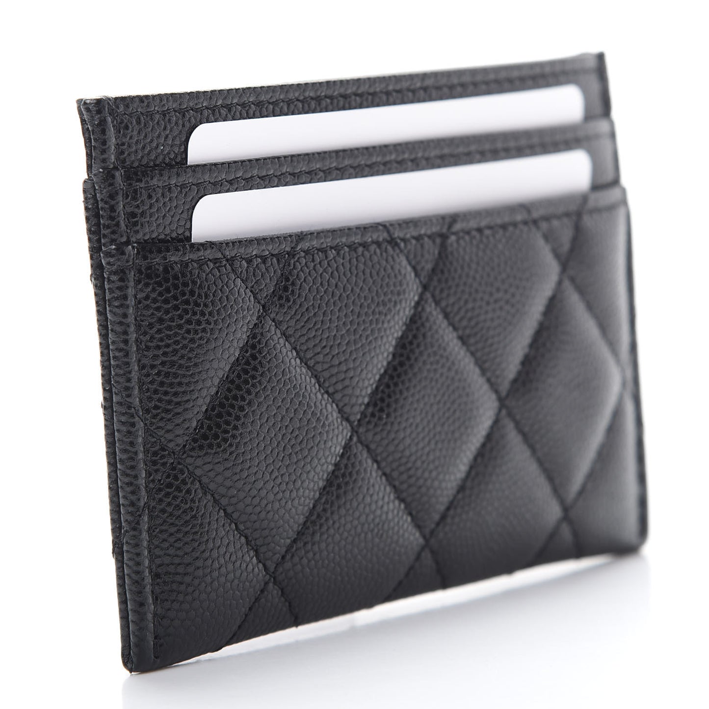 Caviar Quilted French New Wave Card Holder Black