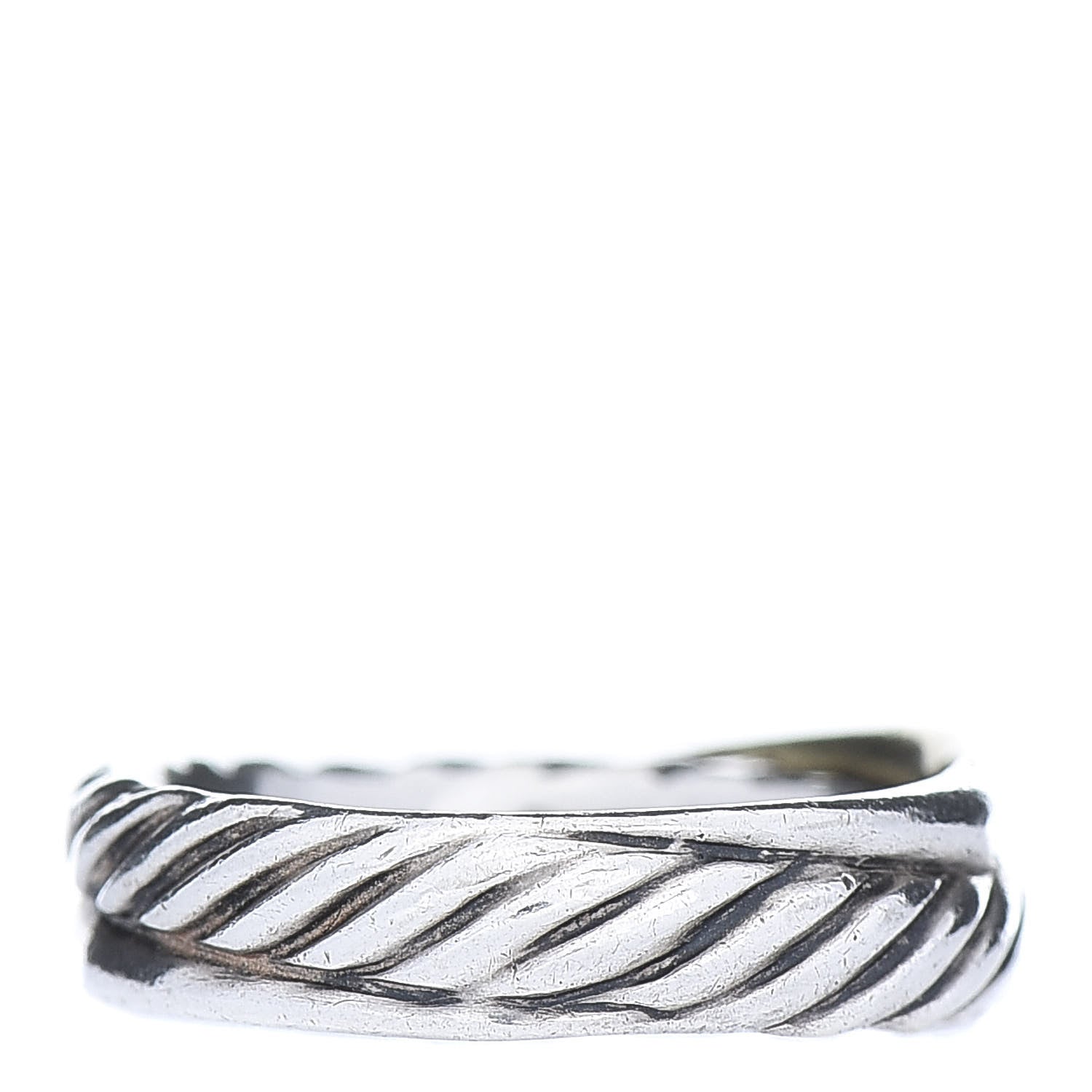 David Yurman Sterling Silver 14K Yellow Gold Single Crossover Ring 54 7 3 of 5