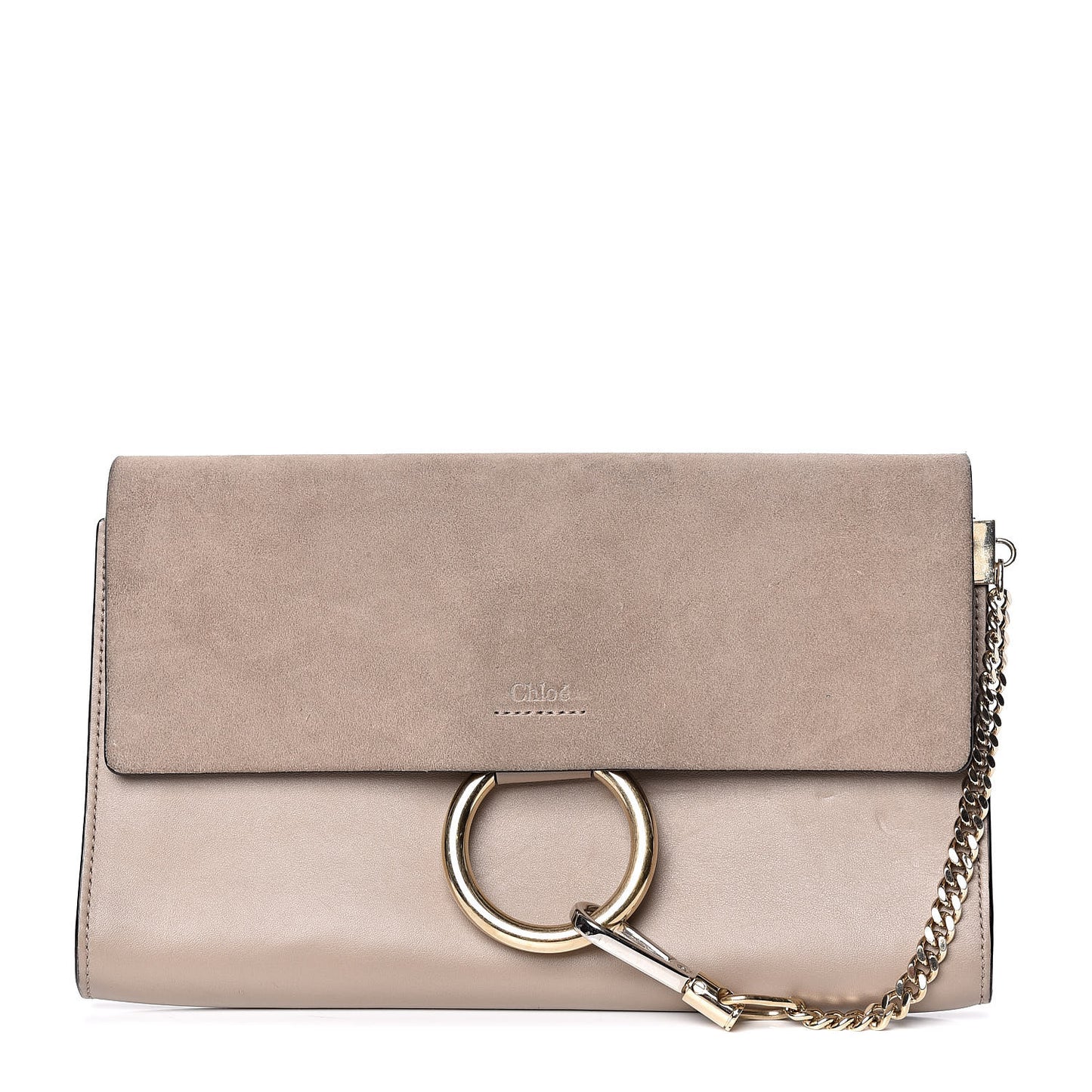 Suede Calfskin Faye Clutch Motty Grey