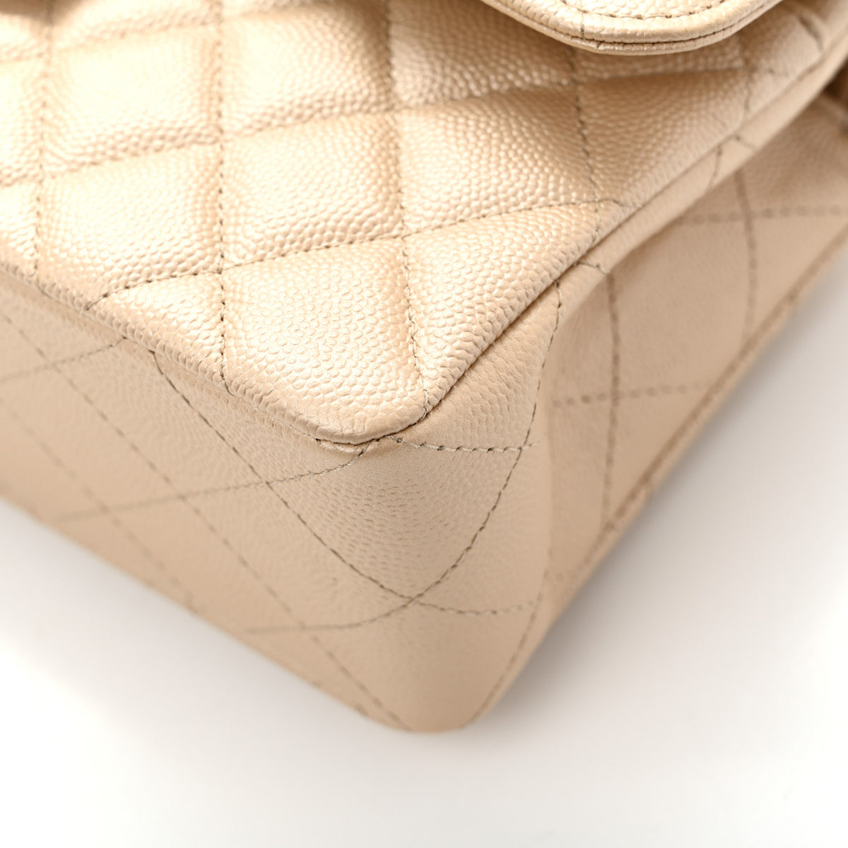 Metallic Caviar Quilted Small Double Flap Gold