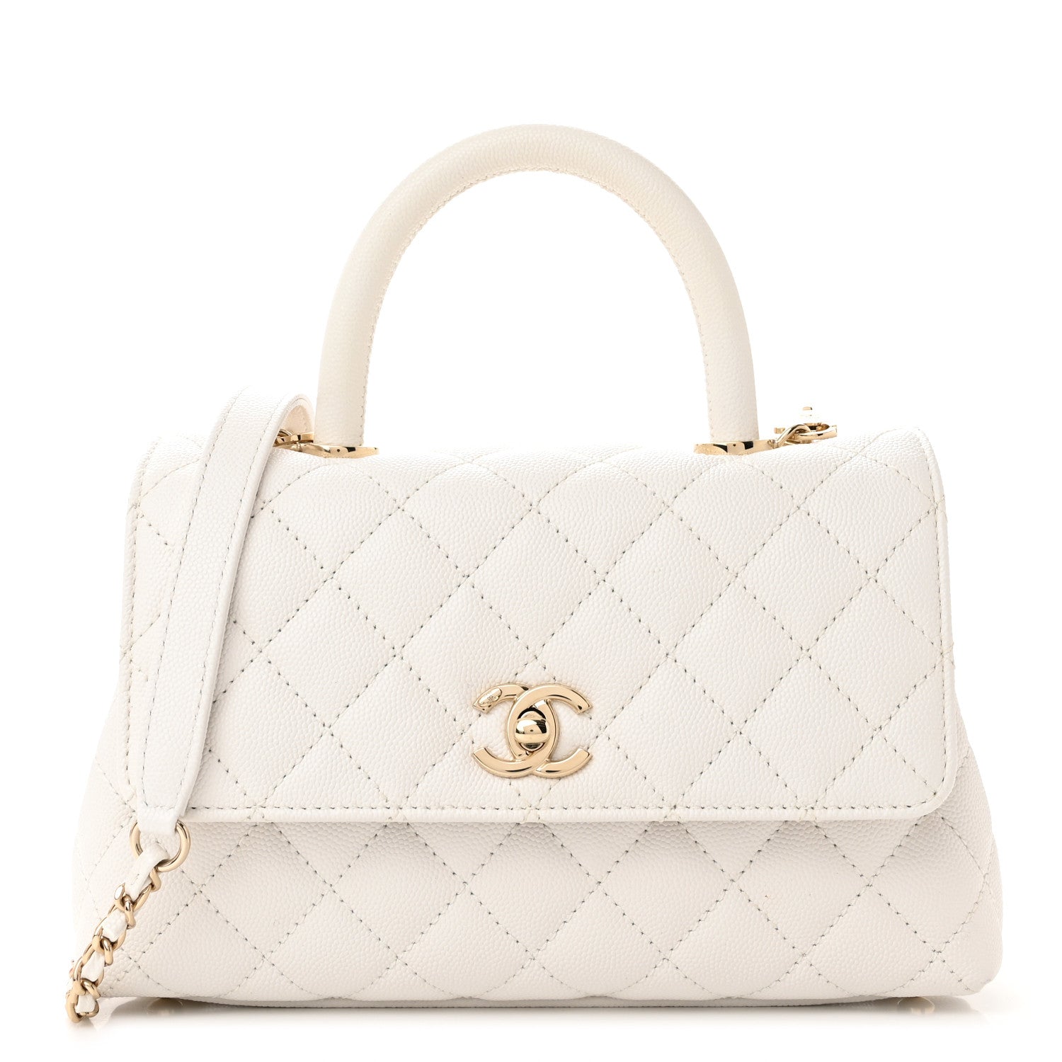 Chanel Caviar Quilted Mini Coco Handle Flap White 1 of 12