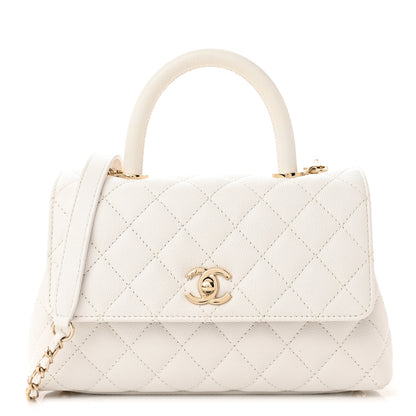 Chanel Caviar Quilted Mini Coco Handle Flap White 1 of 12