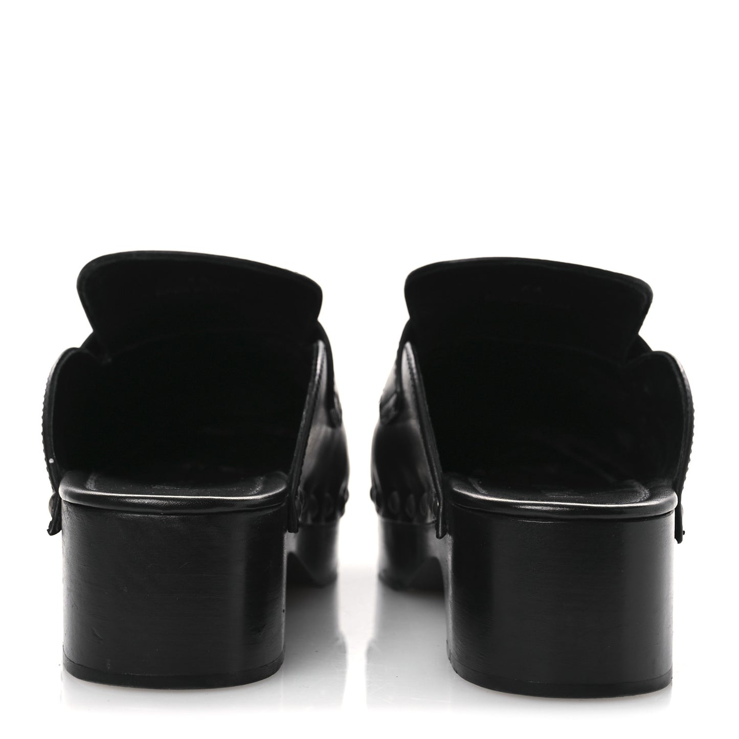Natural Calfskin Metal Triangle Logo 45mm Clogs 38 Black