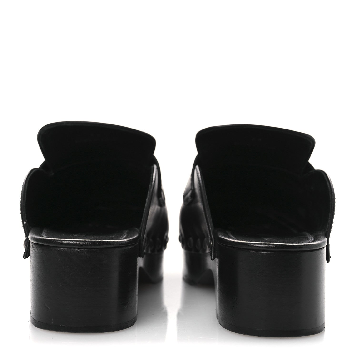 Prada Natural Calfskin Metal Triangle Logo 45mm Clogs 38 Black 6 of 12