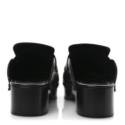 Prada Natural Calfskin Metal Triangle Logo 45mm Clogs 38 Black 6 of 12