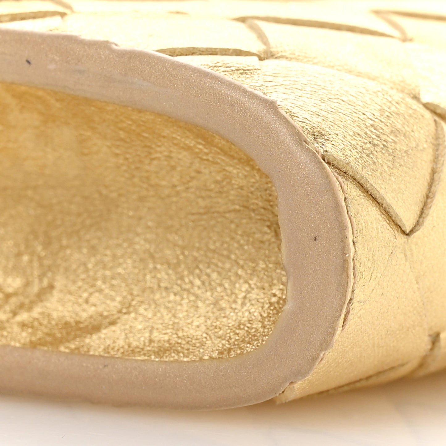 Metallic Satin Lambskin Intrecciato Long Andiamo Top Handle Clutch Gold