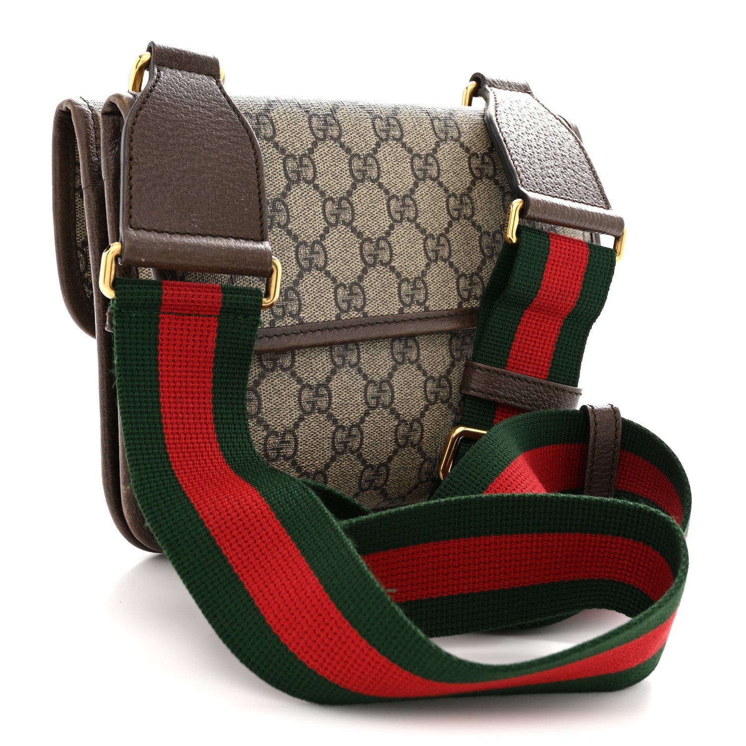 Gucci GG Supreme Monogram Web Small Neo Vintage Double Flap Messenger Bag Beige New Acero 3 of 14