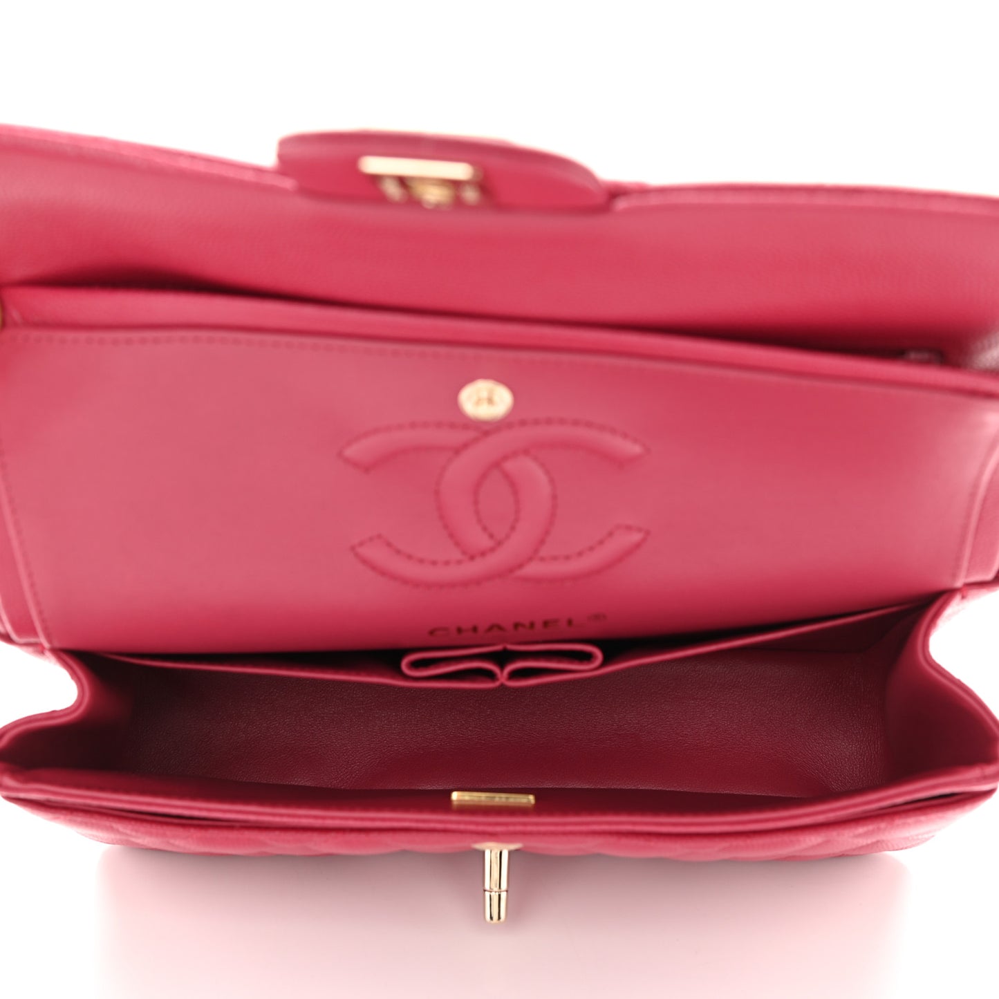 Caviar Quilted Small Double Flap Dark Pink