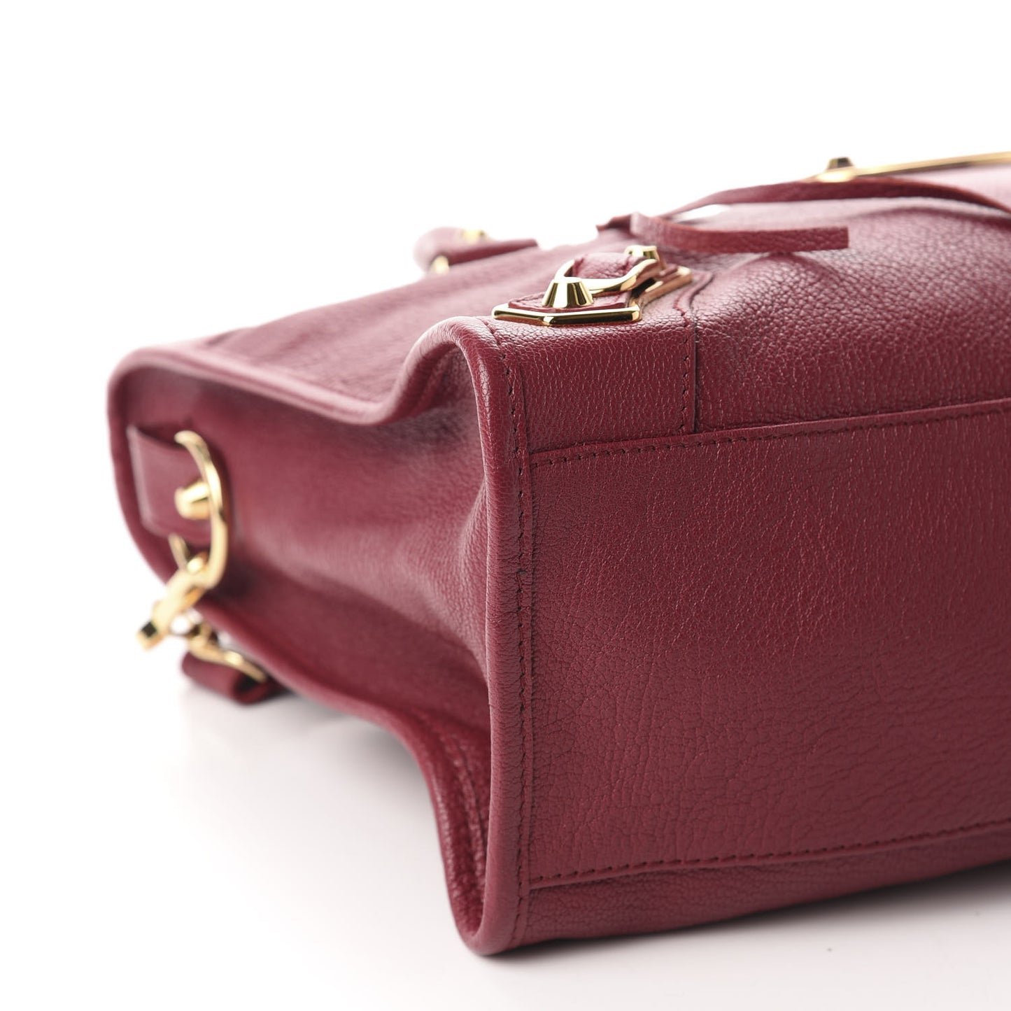 Chevre Gold Metallic Edge Hardware City Rouge Grenat