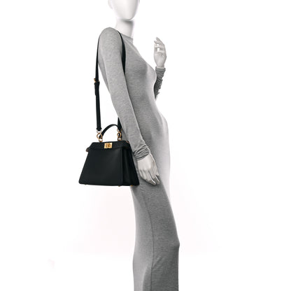 Fendi Vitello Seta Nappa Bi-Color Small Peekaboo I SEE U Satchel Black Light Rose Tortora 2 of 11