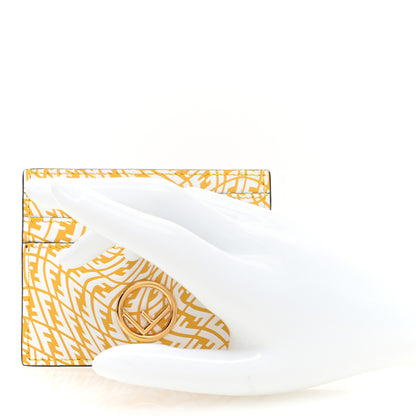 Fendi X SARAH COLEMAN Vitello Liberty Ceylon F is Fendi Micro FF Vertigo Embossed Card Holder Mimosa White 2 of 7