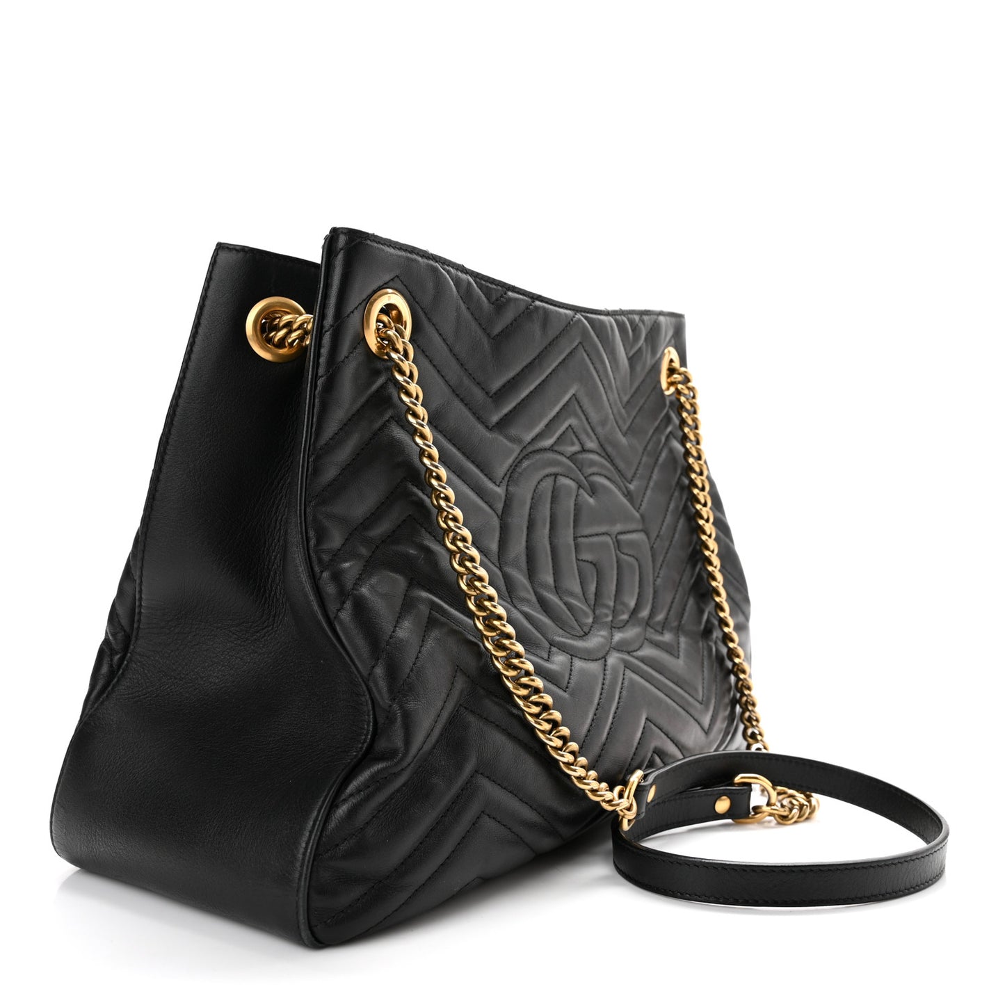 Calfskin Matelasse Medium GG Marmont Shoulder Tote Bag Black