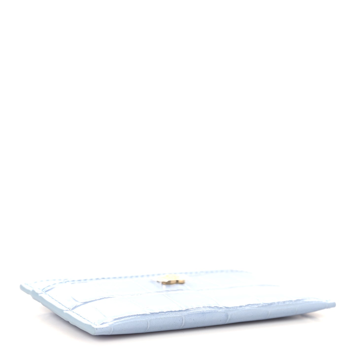 Calfskin Crocodile Embossed Crococo Card Holder Light Blue