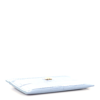 Chanel Calfskin Crocodile Embossed Crococo Card Holder Light Blue 4 of 7