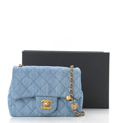 Chanel Denim Quilted Mini Pearl Crush Flap Blue 11 of 11