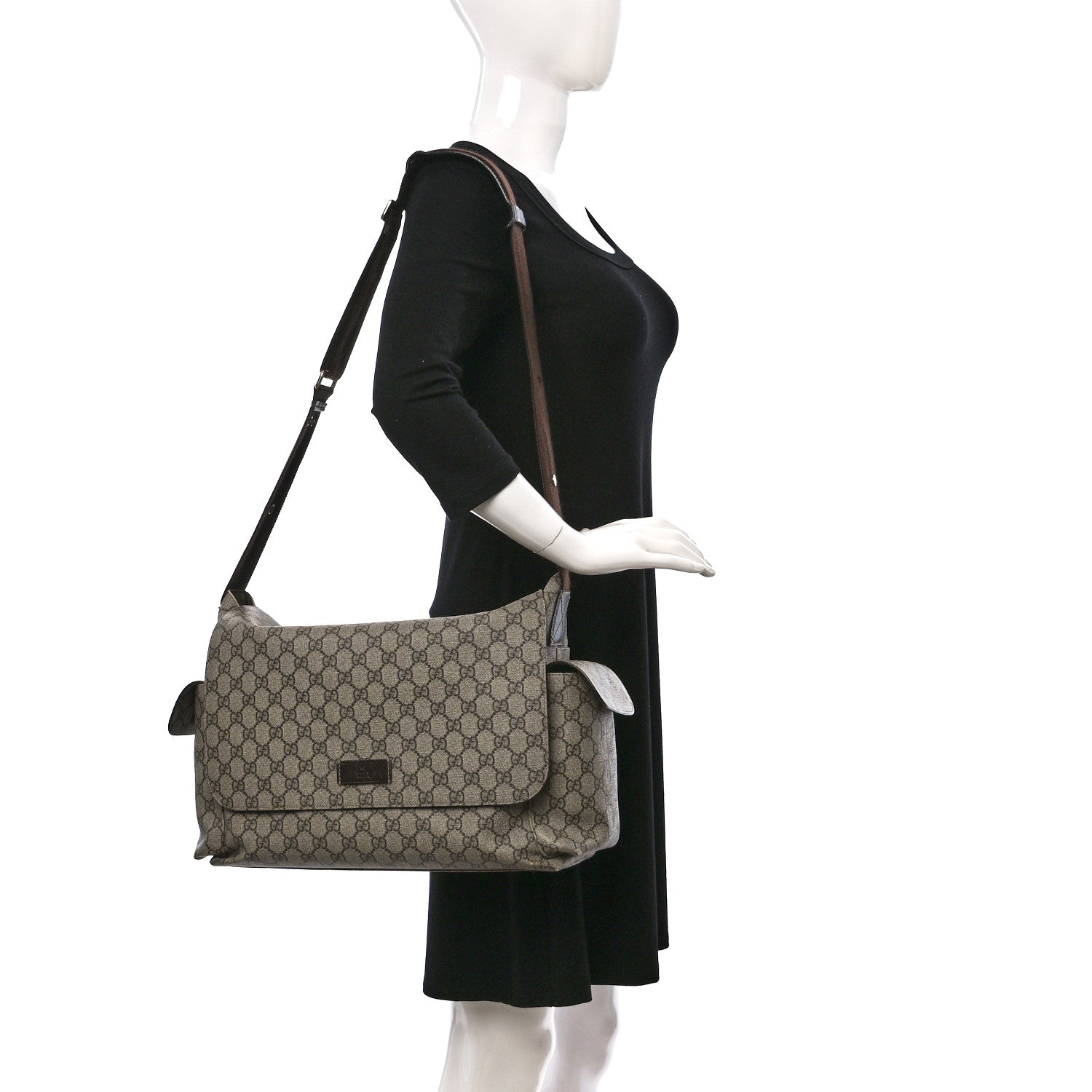 Gucci GG Plus Monogram Messenger Diaper Bag Dark Brown 2 of 20