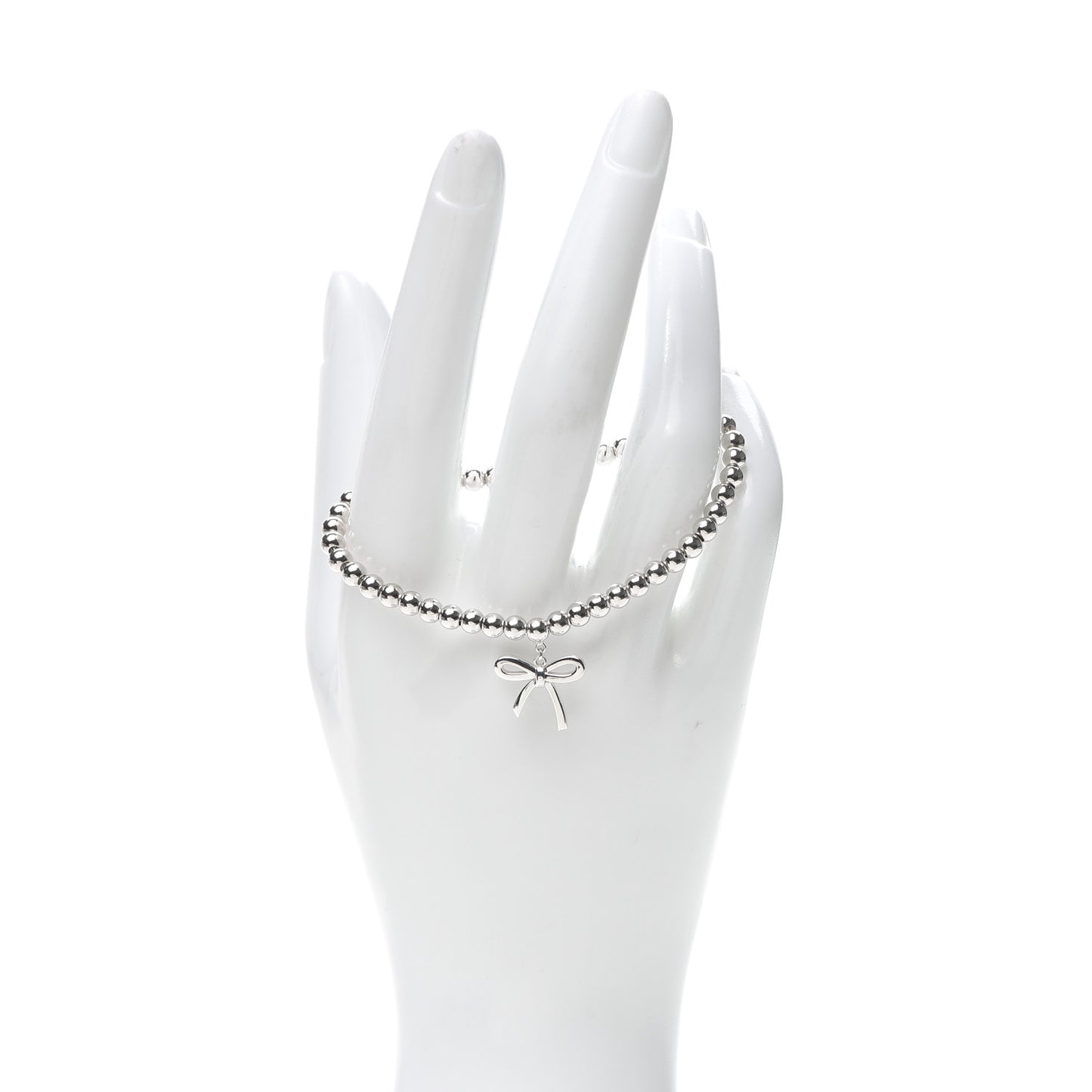 Sterling Silver 4mm Bow Bead Bracelet
