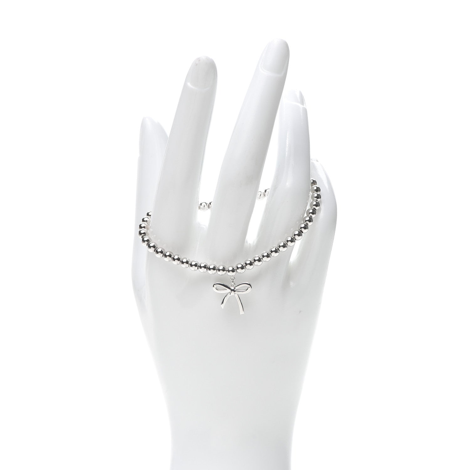 Tiffany Sterling Silver 4mm Bow Bead Bracelet 2 of 6