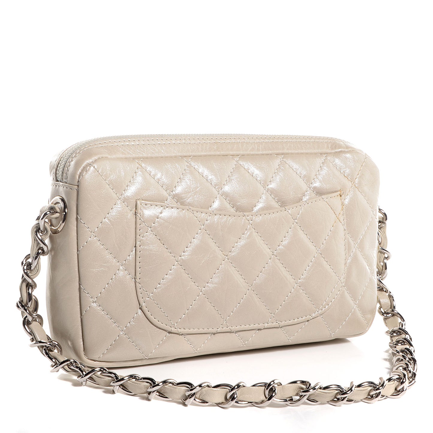 Calfskin Quilted Cotton Club Pochette Light Silver