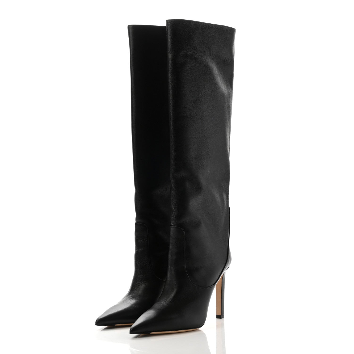 Jimmy Choo Calfskin Knee High Mavis 100 Boots 40.5 Black 3 of 15