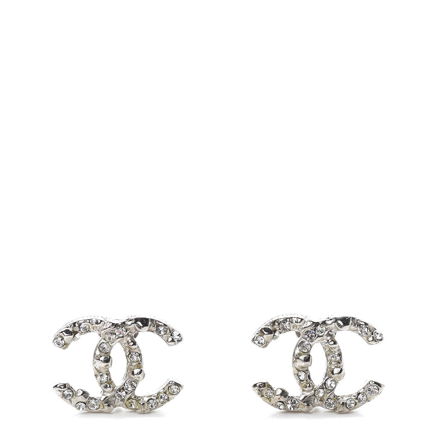 Chanel Crystal CC Earrings Silver 1 of 4