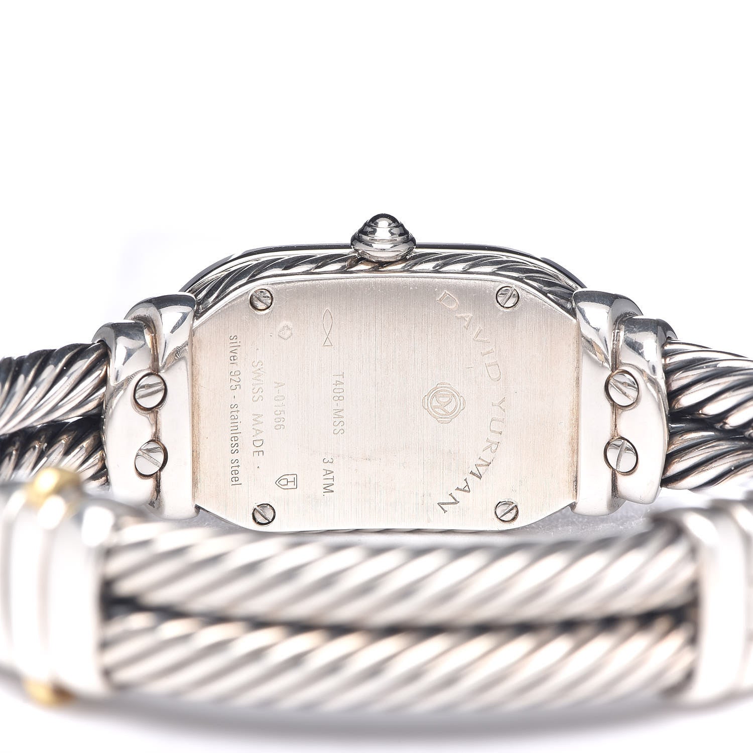 David Yurman Stainless Steel Sterling Silver Diamond Pink Mother of Pearl 20mm Madison Cable Quartz Watch 5 of 7