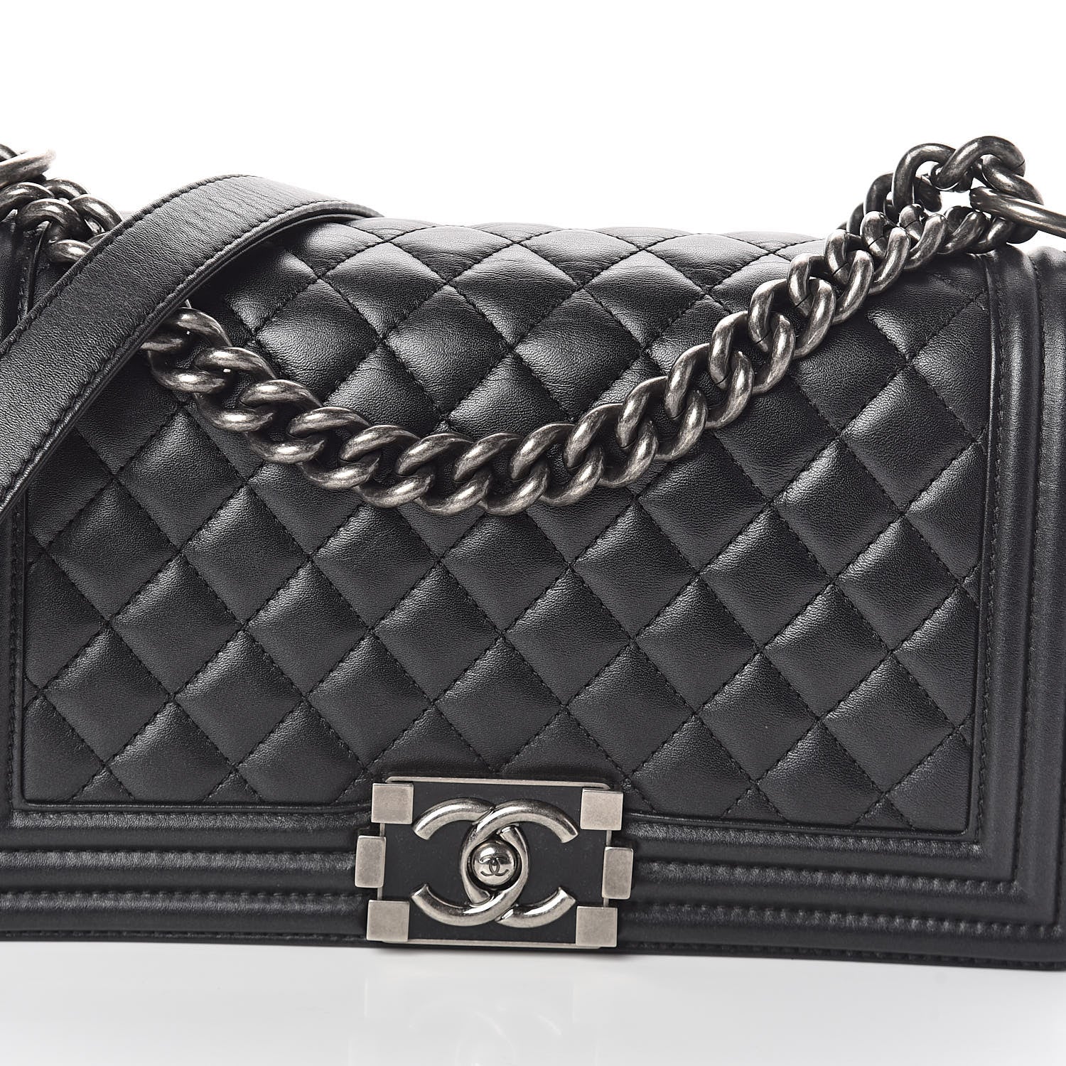 Chanel Lambskin Quilted Medium Boy Flap Black 8 of 10