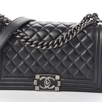 Chanel Lambskin Quilted Medium Boy Flap Black 8 of 10